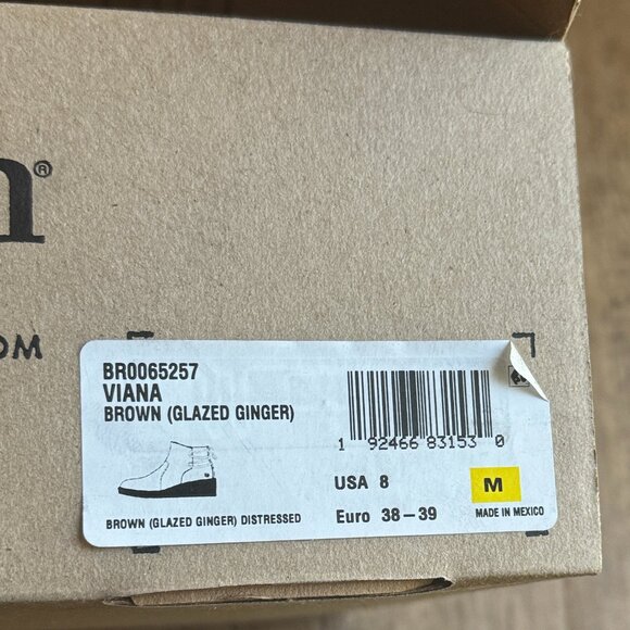 BORN Viana Boots Women's Size 8 Brown Glazed Ginger Wedge Bootie BR0065257 Zip - Picture 3 of 12